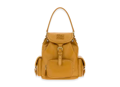 MIU MIU Women's Leather Backpack "Mustard Yellow"