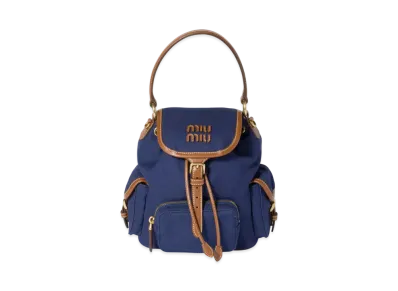 MIUMIU Canvas and Leather Backpack "Blue/Brown"