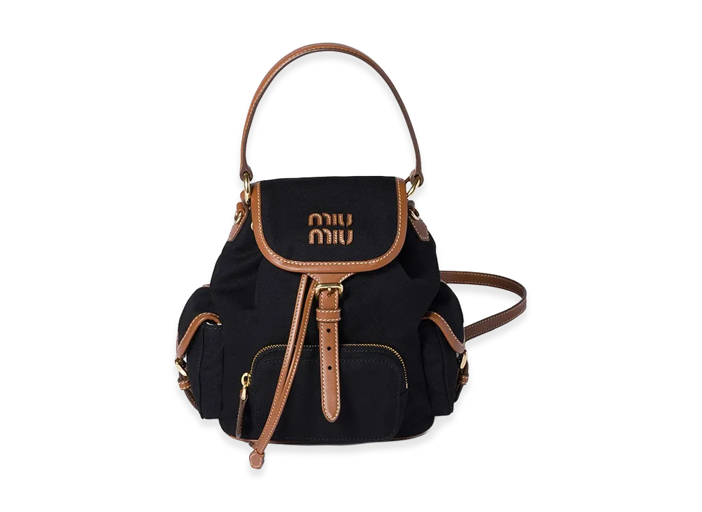 MIU MIU Women's Canvas And Leather Medium Backpack "Black"