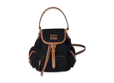MIU MIU Women's Canvas And Leather Medium Backpack "Black"