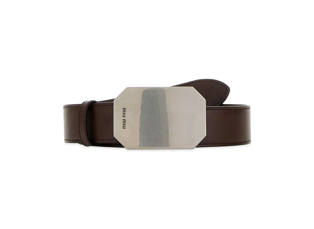 MIU MIU Women's Leather Belt "Chocolate Brown"