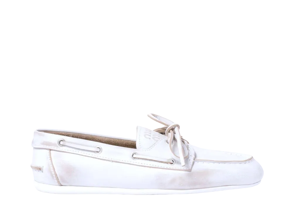 MIUMIU WMNS Unlined Bleached Leather Loafers "White"