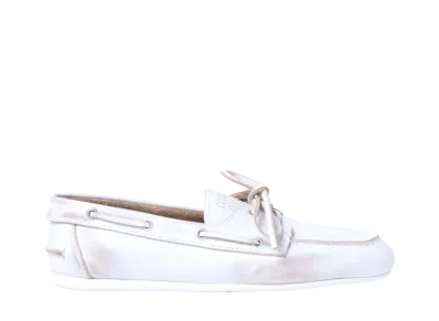 MIUMIU WMNS Unlined Bleached Leather Loafers "White"