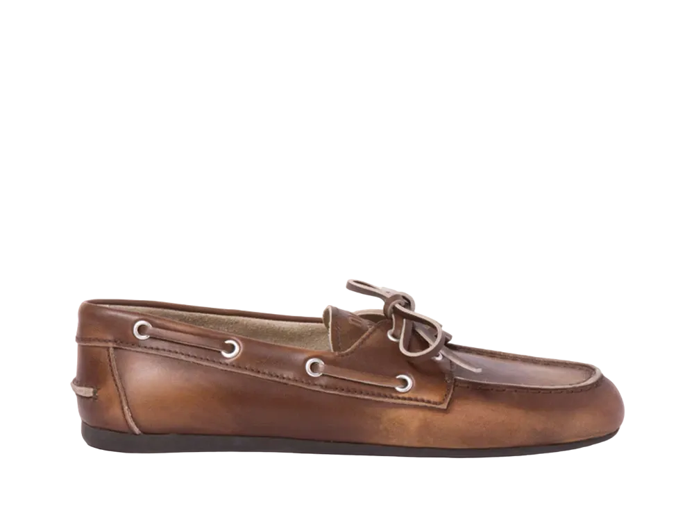 MIUMIU WMNS Unlined Bleached Leather Loafers "Brown"