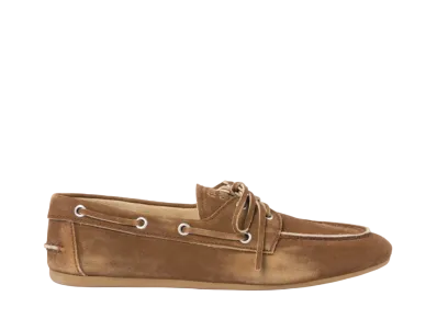 MIUMIU WMNS Faded Unlined Suede Loafers "Brown"