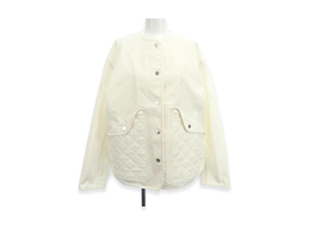 Hermes No Collar Jacket With Equestri "White"