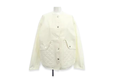 Hermes No Collar Jacket With Equestri "White"