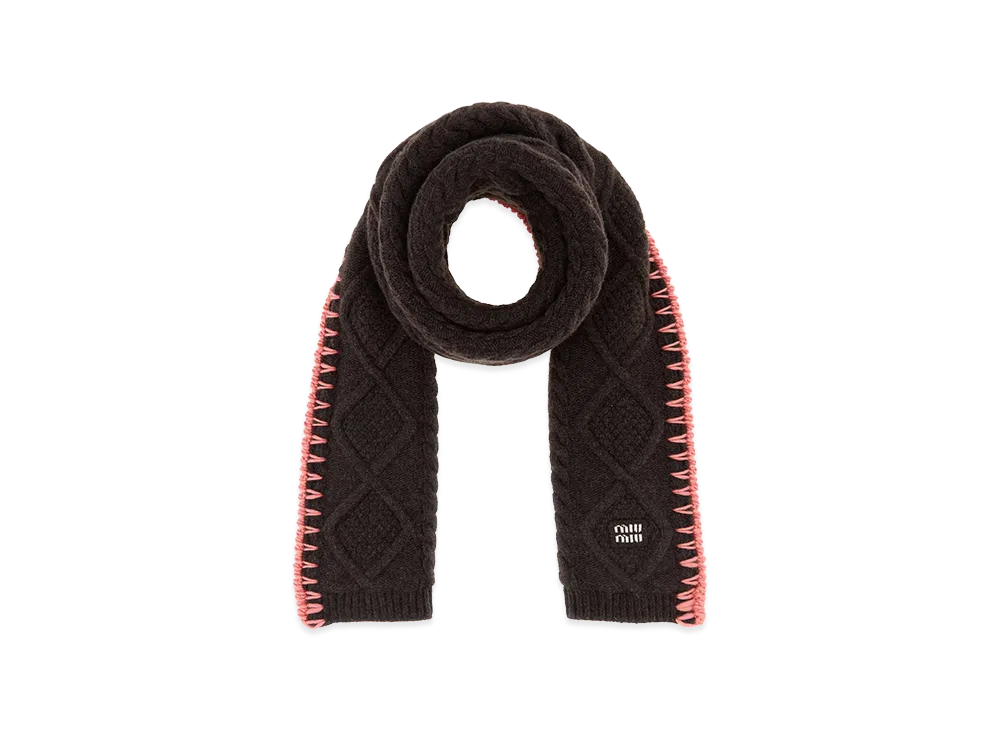 MIU MIU Women's Wool Blend Scarf "Dark Brown"