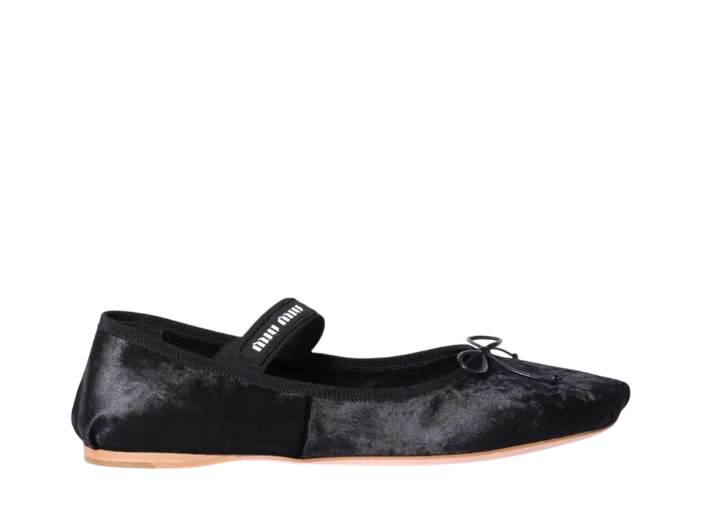 MIUMIU Women's Velvet Ballerinas "Black"