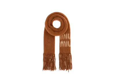 MIU MIU Women's Mohair Blend Scarf "Orange"