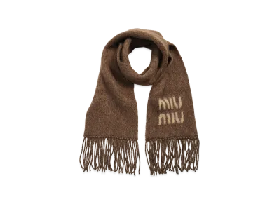 MIU MIU Women's Mohair Logo Scarf "Brown"