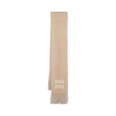 MIU MIU Women's Wool And Mohair Scarf "Beige"