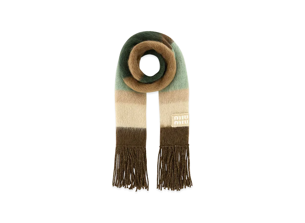 MIU MIU Women's Wool Scarf With Fringes "Multicolor"