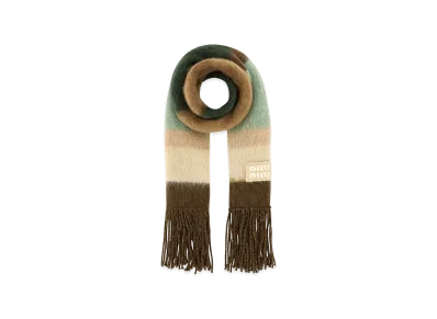 MIU MIU Women's Wool Scarf With Fringes "Multicolor"