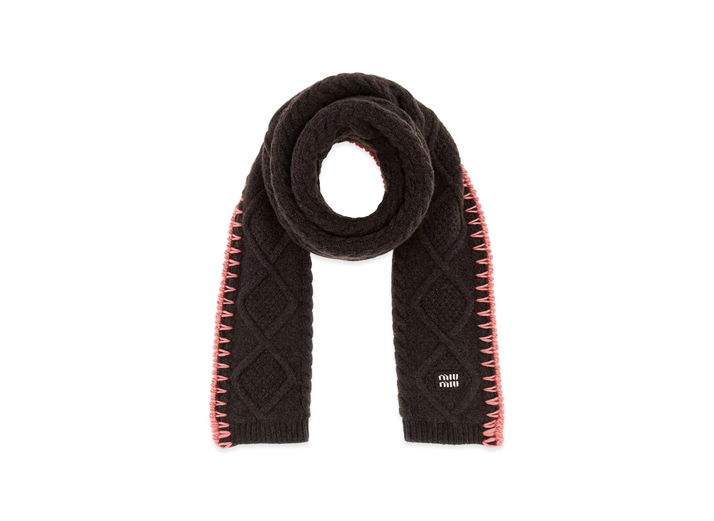 MIU MIU Women's Wool Blend Scarf "Dark Brown"