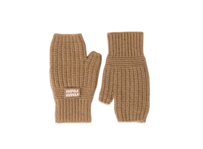 MIUMIU Wool and Cashmere Gloves "Beige"