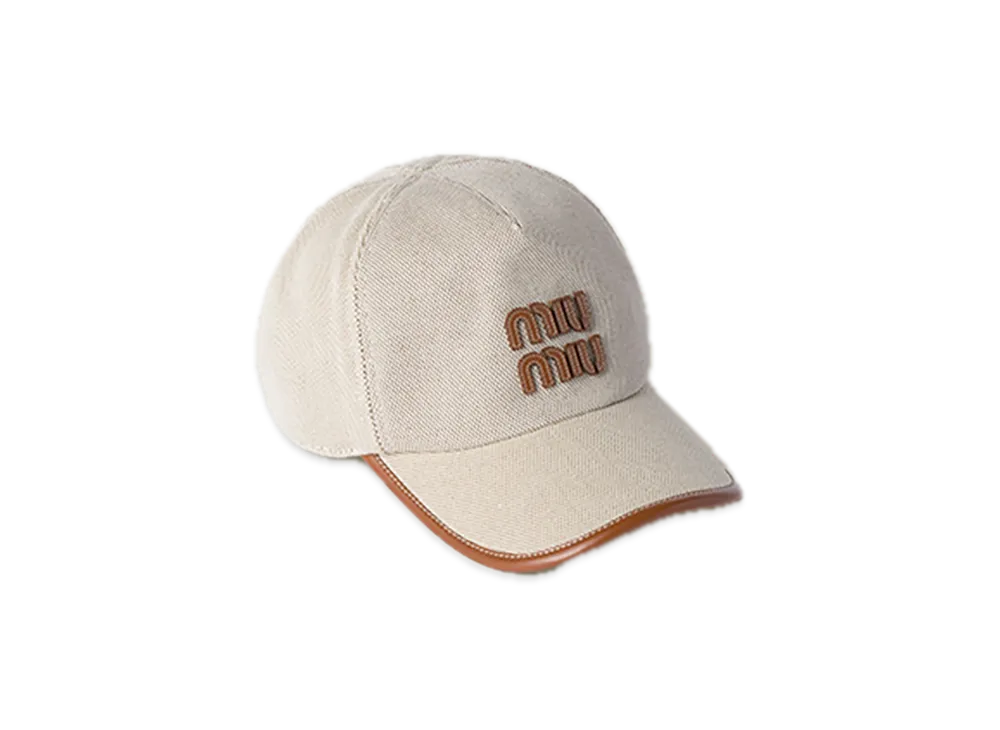 MIU MIU Canvas / Leather Baseball Cap "Natural"