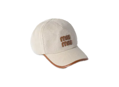 MIU MIU Canvas / Leather Baseball Cap "Natural"