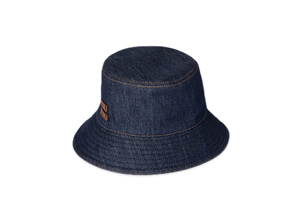 MIU MIU Denim Bucket Hat "Blue/Brown"