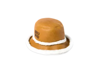 MIUMIU Shearling Bucket Hat "Cognac/Natural"
