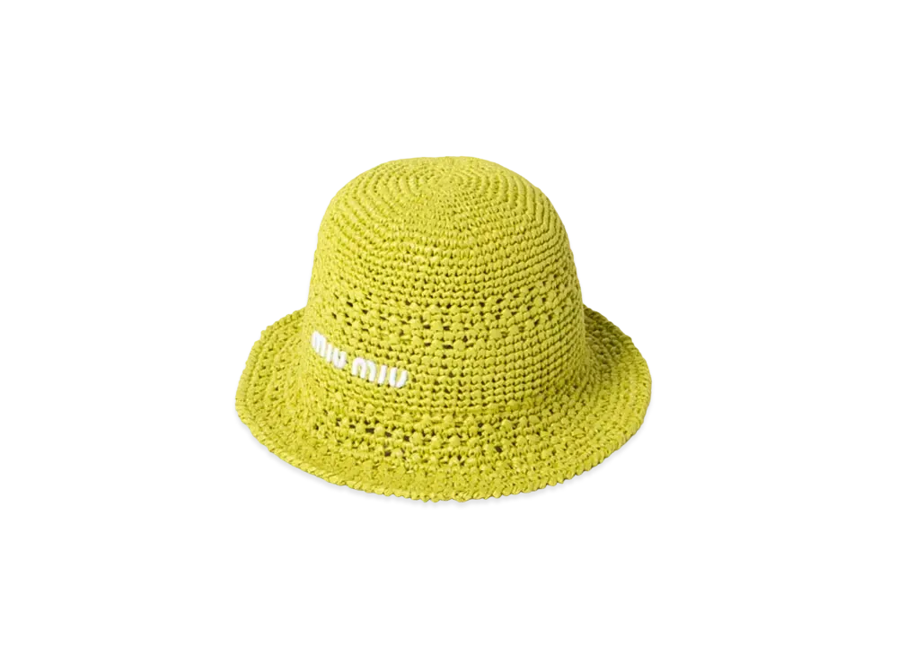 MIUMIU Woven Fabric Hat "Citron Yellow"