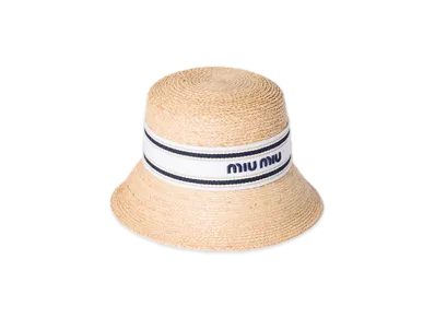 MIU MIU Raffia Hat "Beige/White"