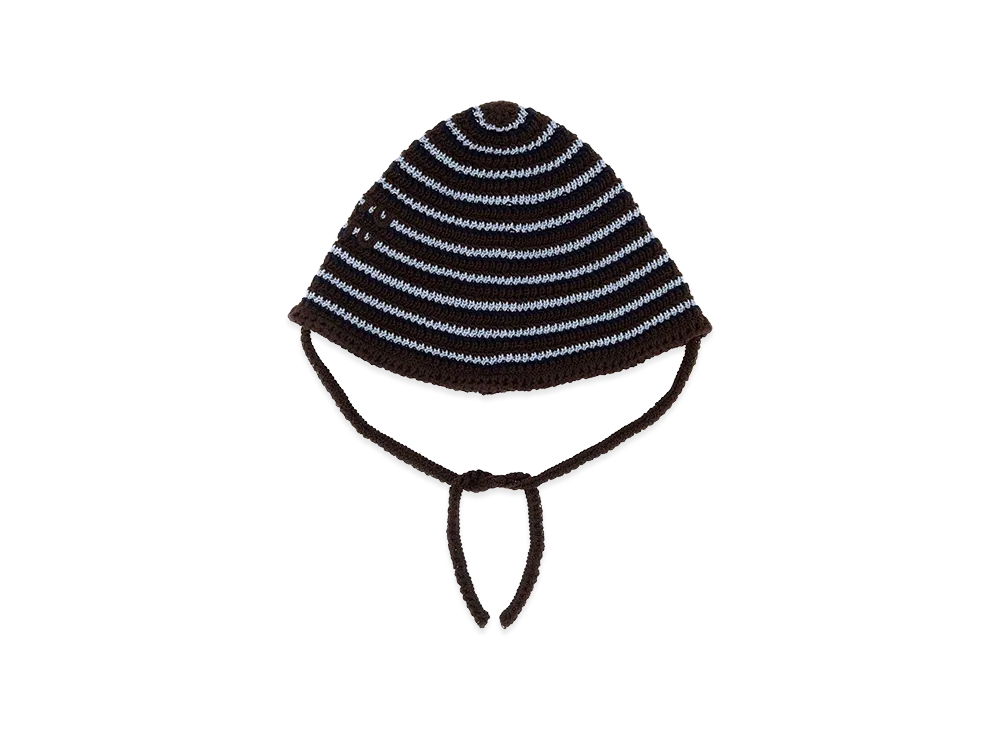 MIU MIU Women's Embroidered Crochet Bucket Hat "Brown/Multicolor"