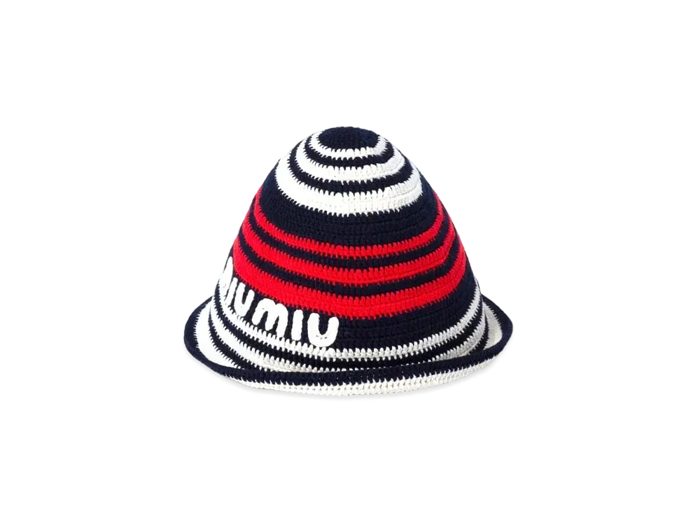 MIUMIU Crochet Hat "Blue/Red/White"