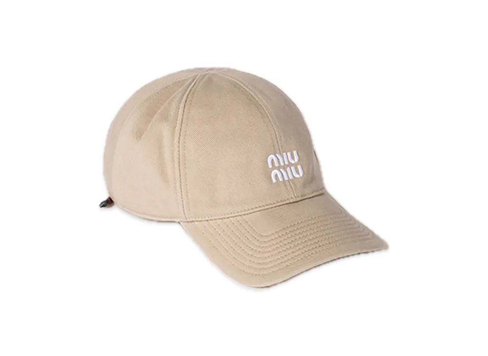 MIU MIU Denim Baseball Cap "Beige/Wine Red"