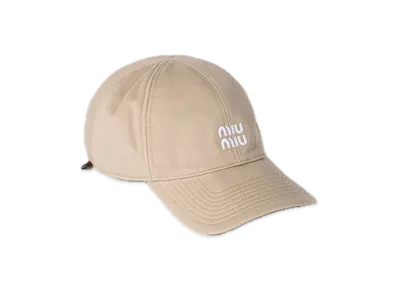 MIU MIU Denim Baseball Cap "Beige/Wine Red"