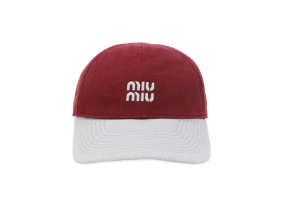 MIU MIU Women's Drill Washed Bicolor Baseball Cap "Bordeaux"