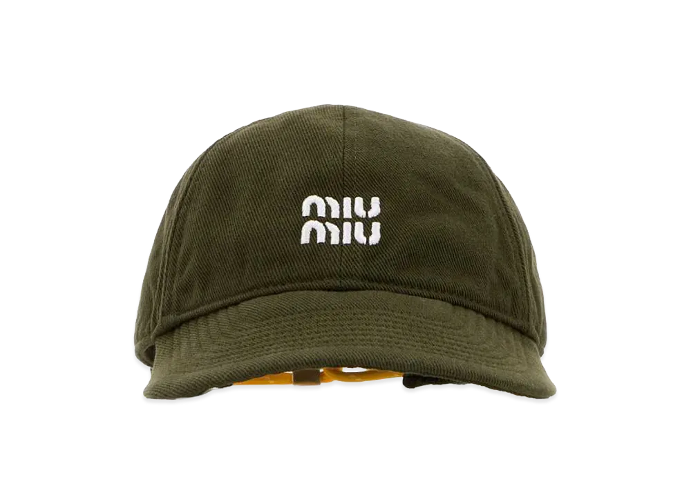 MIU MIU Women's Cotton Baseball Cap "Olive Green"