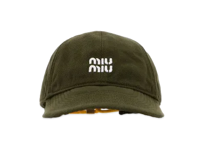 MIU MIU Women's Cotton Baseball Cap "Olive Green"