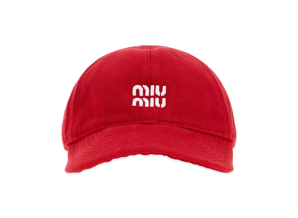 MIU MIU Women's Cotton Baseball Cap "Red"