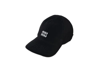 MIU MIU Women's Cap Logo Embroidery Velvet Baseball Cap "Black"