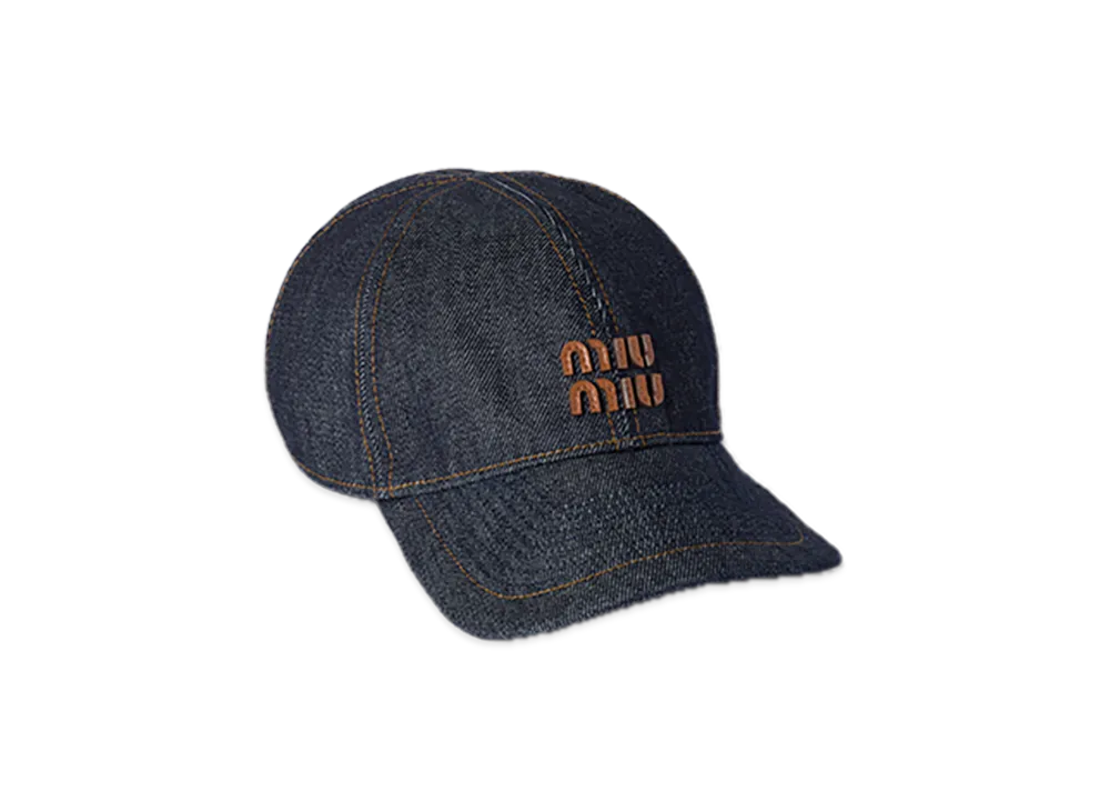MIU MIU Denim Baseball Cap "Blue/Brown"