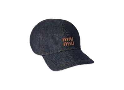 MIU MIU Denim Baseball Cap "Blue/Brown"