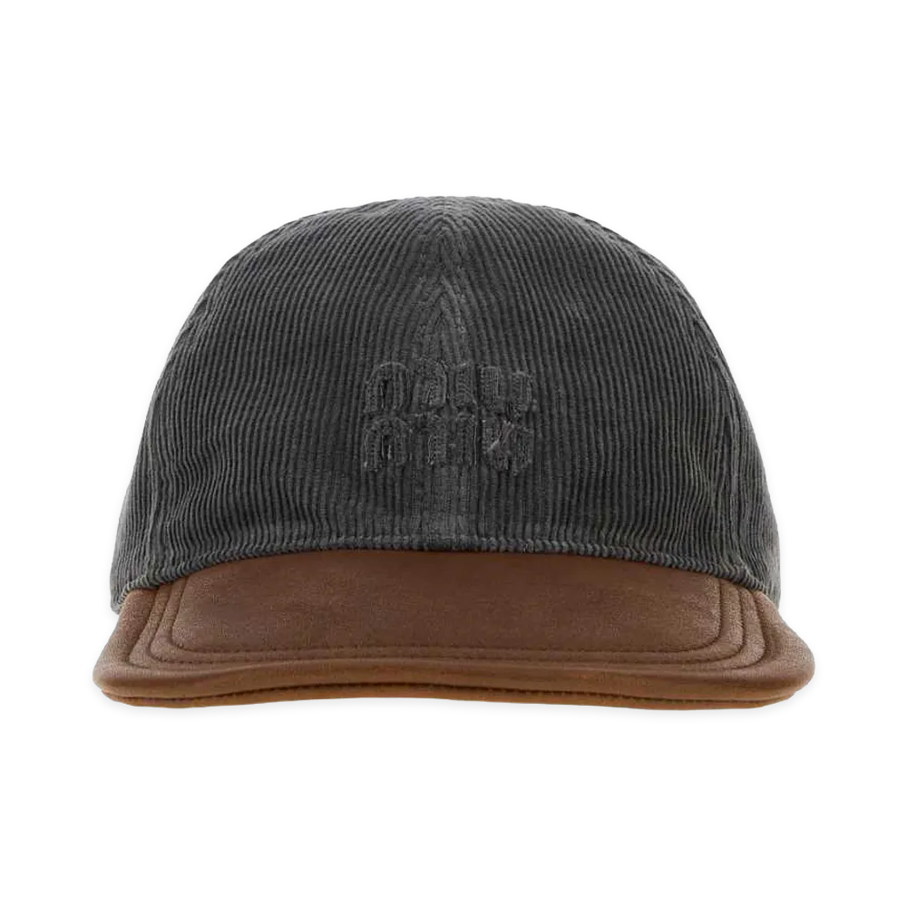 MIU MIU Women's Corduroy Baseball Cap "Fumorovere/Gray"