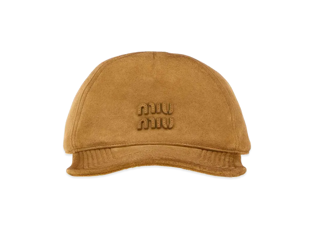 MIU MIU Women's Suede Baseball Cap "Beige/Camel"