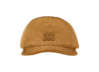 MIU MIU Women's Suede Baseball Cap "Beige/Camel"
