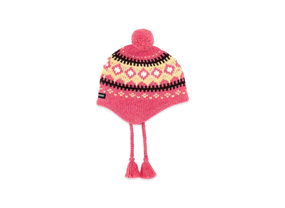 MIU MIU Women's Embroidered Wool Beanie Hat "Rose"
