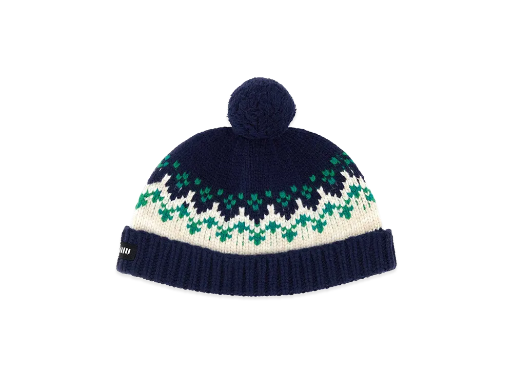 MIU MIU Women's Embroidered Wool Beanie Hat "Blue"
