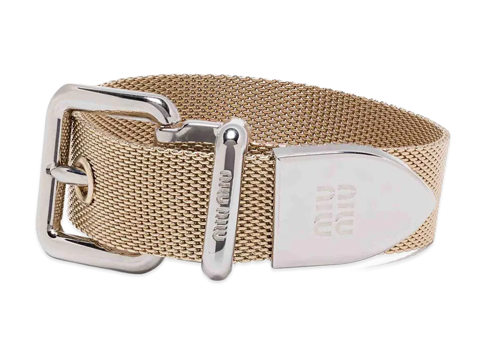 MIU MIU Women's Two-Tone Buckle Bracelet "Gold"