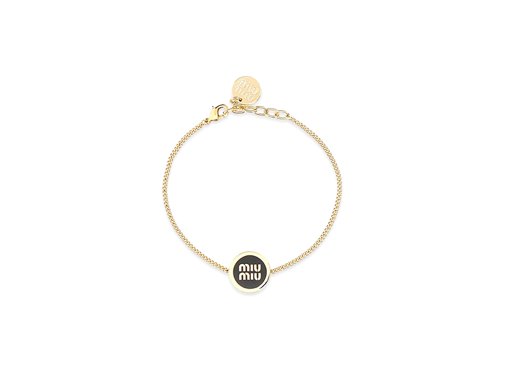 MIU MIU Women's Enameled Metal Bracelet "Black"