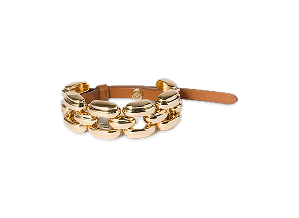 MIU MIU Metal / Leather Bracelet "Gold/Cognac"