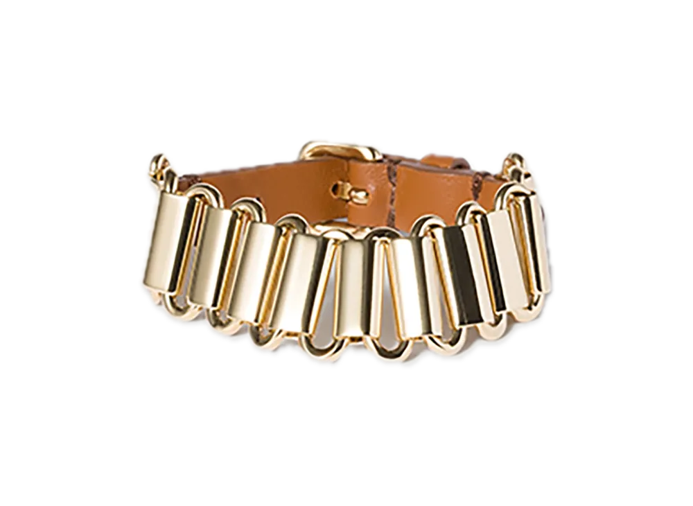 MIU MIU Metal / Leather Bracelet "Gold/Cognac"