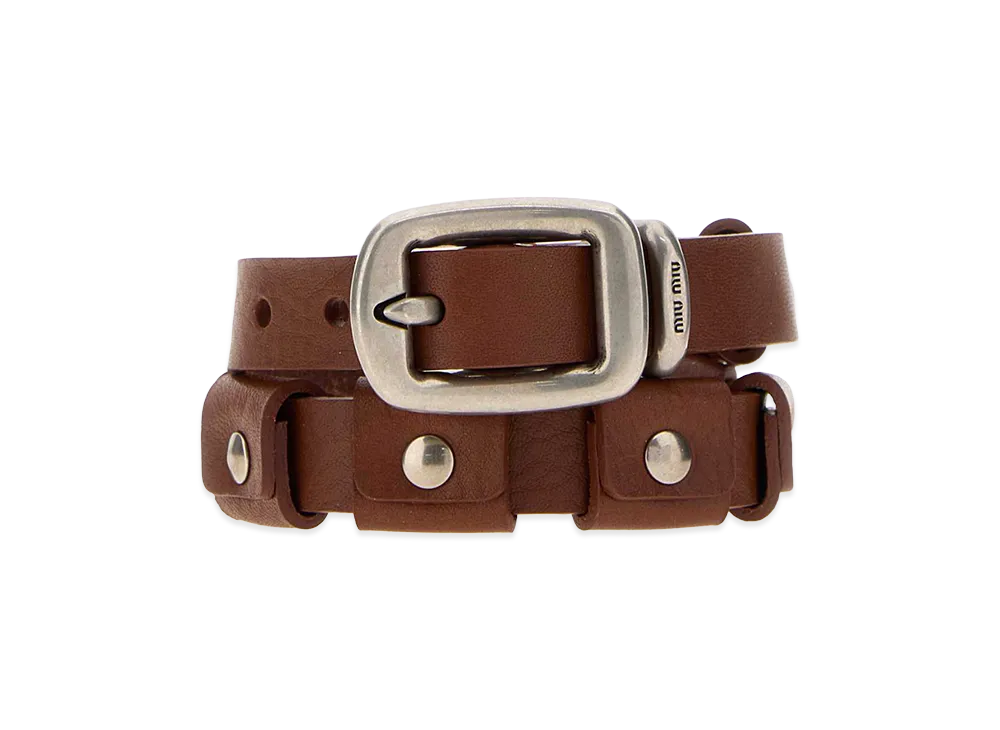 MIU MIU Women's Leather Bracelet "Brown"