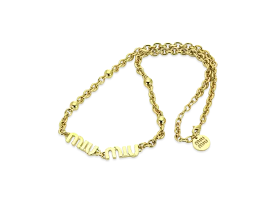 MIU MIU Women's Logo Chain Necklace "Oro"
