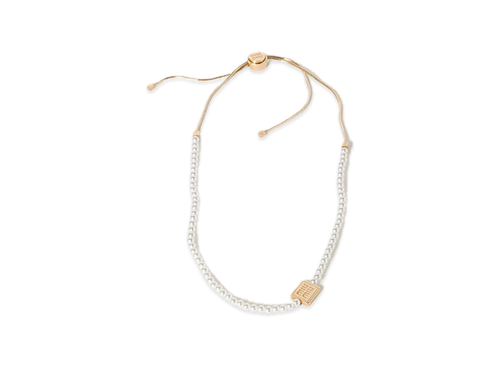 MIU MIU Pearl / Metal Choker "Gold/Cream White"