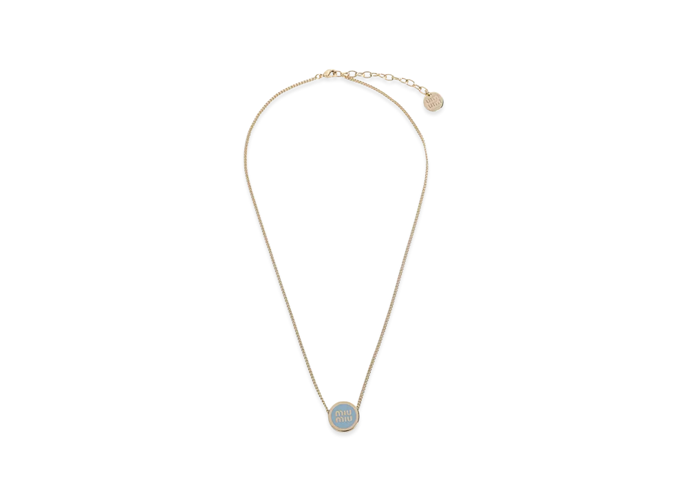 MIU MIU Women's Brass Necklace "Light Blue"